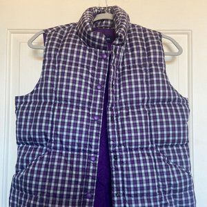 Women's Land's End Purple Plaid Puffy Vest-Size S